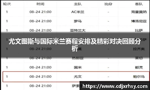 尤文图斯与国际米兰赛程安排及精彩对决回顾分析